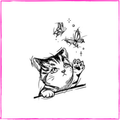 Cat And Butterfly Embroidery