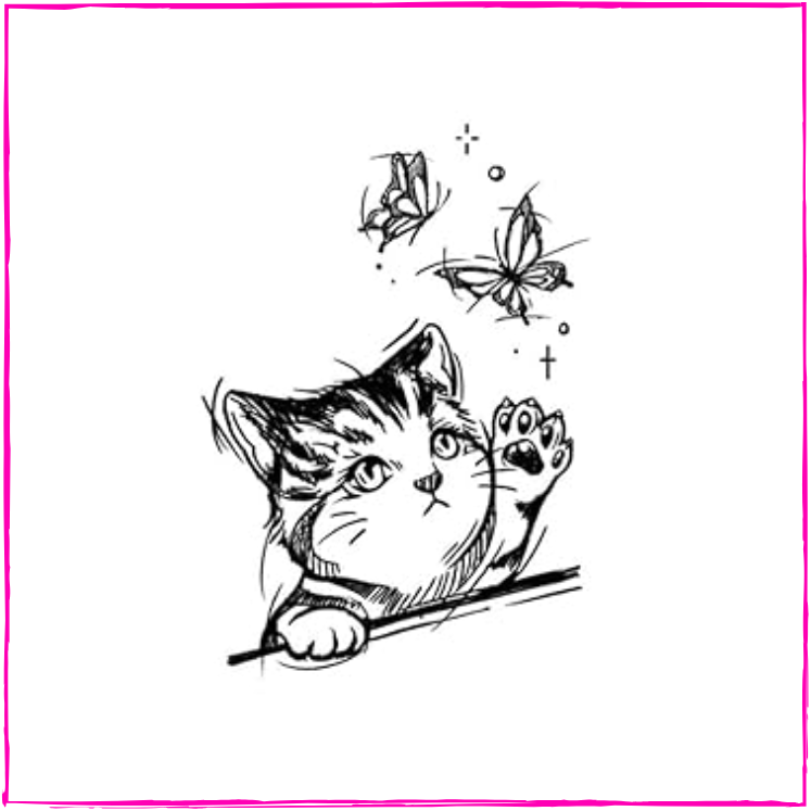 Cat And Butterfly Embroidery